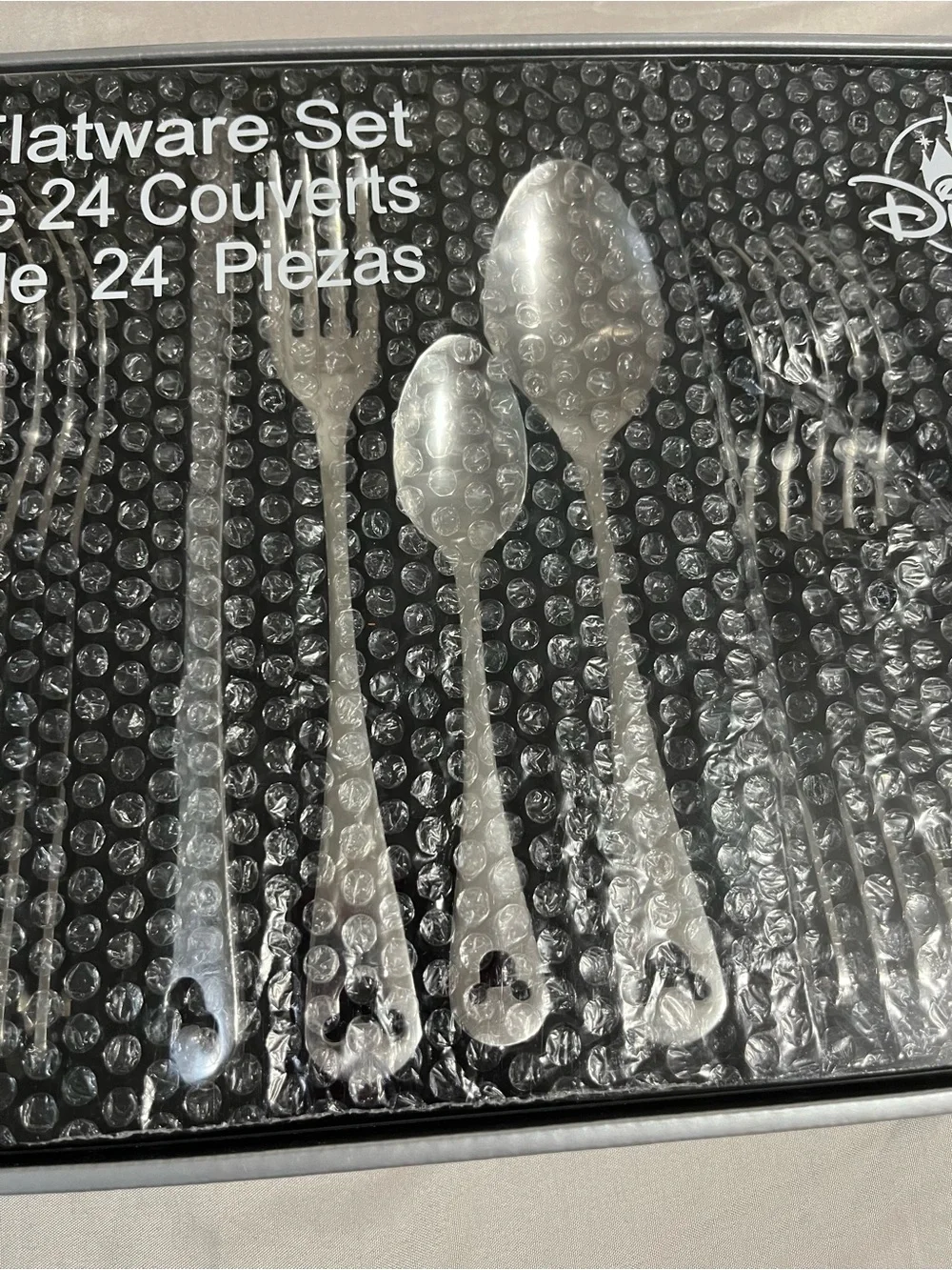 Disney Mickey Mouse 24-Piece Stainless Steel Flatware Set - Silver New in Box
